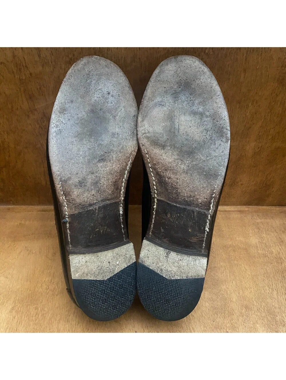 Vintage Woodstock Leather Kiltie Loafers Mens 10.5 D Black Brown Moccasin Shoes